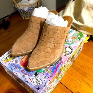 Jeffrey Campbell suede mule. Blush pink color